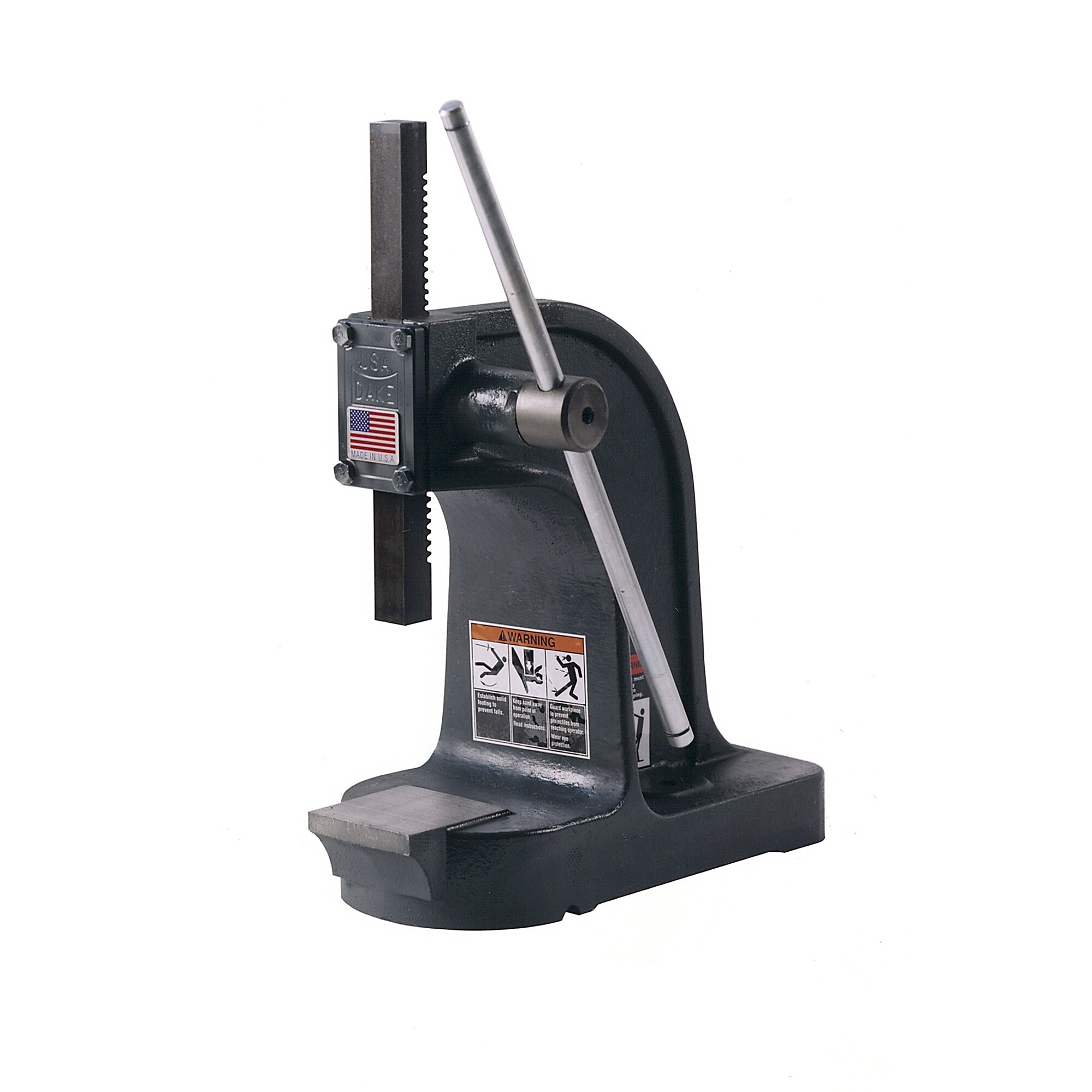 Dake, 1 1/2-ton Single Leverage Press (Platen Type), Continuous Force 1.5 Tons, Anvil Diameter 1 in, Arbor Press Height 14.5 in, Model# D-901002